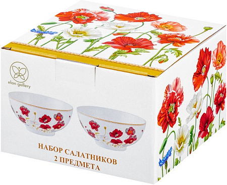 Набор салатников Elan Gallery Маки 420531