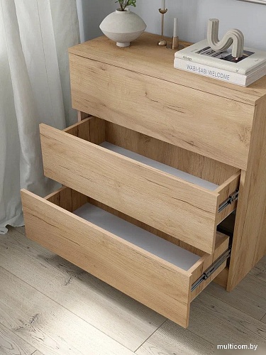 Комод Горизонт Нео 760 3 ящика (дуб золотой крафт)