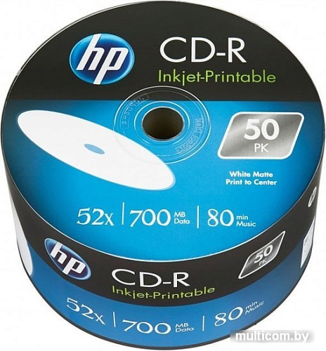 CD-R диск HP 700Mb HP 52x Printable полная заливка bulk 50 шт. 69301