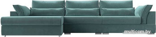 Угловой диван Mebelico Пекин Long 115424L (левый, велюр, бирюзовый)