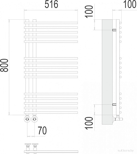 Полотенцесушитель TERMINUS Астра П15 70x800 (RAL 9005 матовый черный)