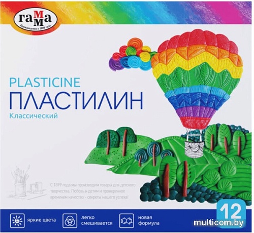 Пластилин Гамма Классический 281033 (12 цв)