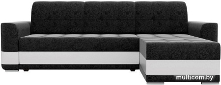Угловой диван Mebelico Честер 61120 (правый, вельвет черный/экокожа белый)