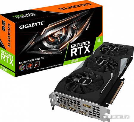 Видеокарта Gigabyte GeForce RTX 2060 6GB GDDR6 GV-N2060GAMINGOC PRO-6GD