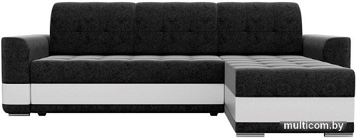 Угловой диван Mebelico Честер 61120 (правый, вельвет черный/экокожа белый)