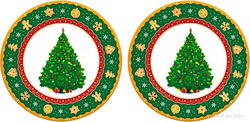 Набор десертных тарелок Elan Gallery Новогодняя елка 420679 (узор New Bone China)