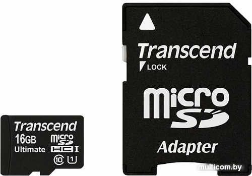 Карта памяти Transcend microSDHC (Class 10) UHS-I 16GB + SD адаптер (TS16GUSDHC10U1)