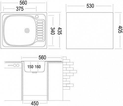 Кухонная мойка Ukinox CLL560.435-GT6K 2L
