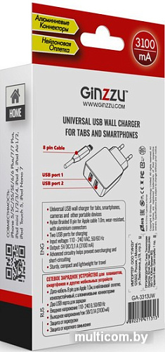 Зарядное устройство Ginzzu GA-3313UW