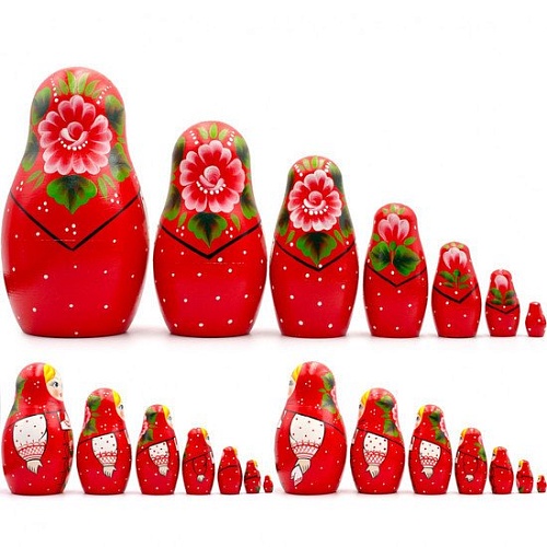 Развивающая игра Брестская Матрешка В зеленом сарафане и красном платке (набор 7 шт)