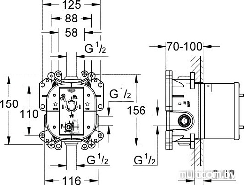 Скрытый механизм Grohe Rapido E 35501000