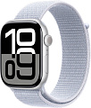 Умные часы Apple Watch Series 10 46 мм (алюминиевый корпус, серебристый/голубой, нейлоновый ремешок)