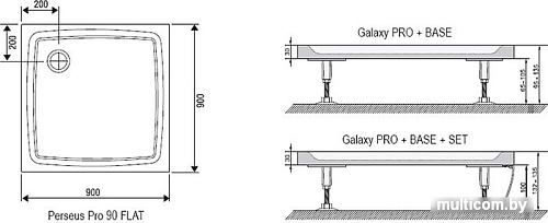 Душевой поддон Ravak Galaxy Perseus Pro Flat 90x90
