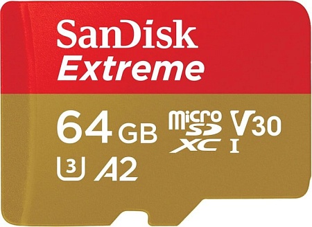 Карта памяти SanDisk Extreme microSDXC SDSQXA2-064G-GN6MA 64GB (с адаптером)