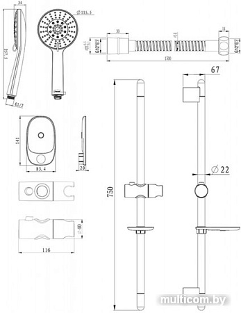 Душевой гарнитур Bravat Line D152CP-2A-RUS