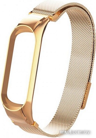 Браслет Bingo миланское плетение на магните для Xiaomi Mi Band 5/6 (золотистый)