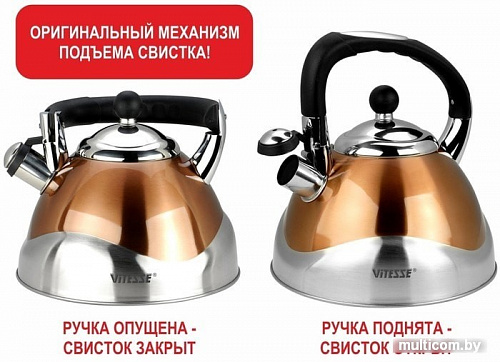 Чайник со свистком Vitesse VS-1120 (черный)