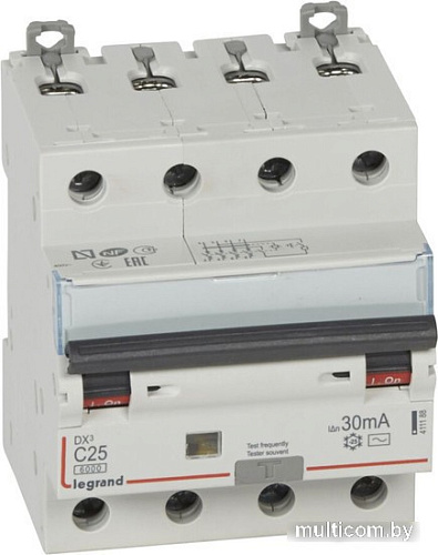 Дифференциальный автомат Legrand DX3 4P С 25A 30мА 6kА 4М 411188