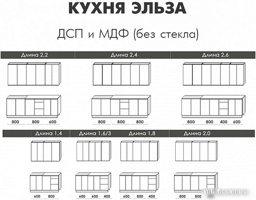 Готовая кухня Артём-Мебель Эльза СН-114 без стекла МДФ 2.0м (бетон белый/бетон серый)