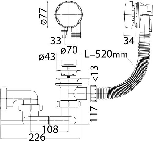 Сифон Cezares CZR-STP1-01 (хром)