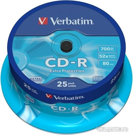 CD-R диск Verbatim 700Mb Verbatim DL Extra Protection 52x CakeBox 25 шт. 043432