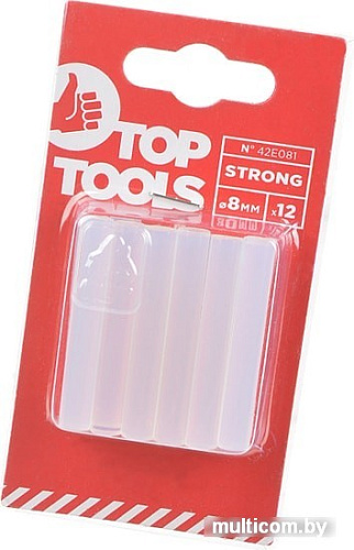 Клеевые стержни TopTools 42E081 (12 шт, прозрачный)