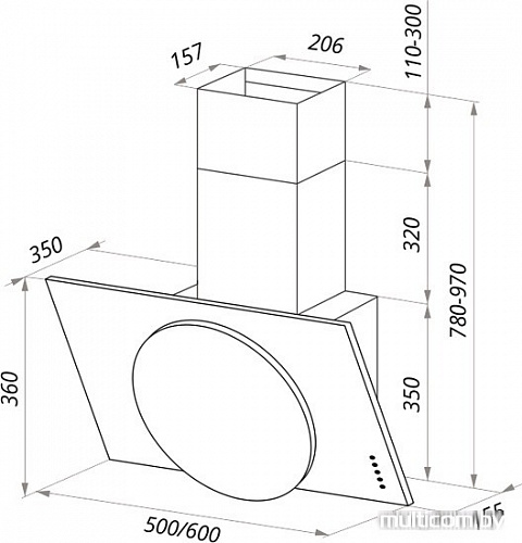 Кухонная вытяжка MAUNFELD Tower L Push 50 (черный)