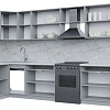 Готовая кухня Интерлиния Берес 1.7x3.3 правая (дуб снежный/серый каспий)