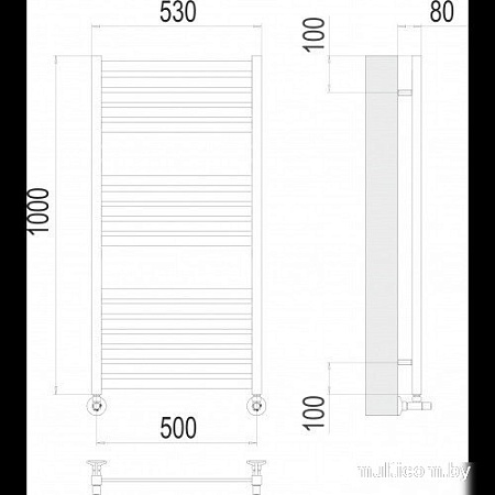 Полотенцесушитель TERMINUS Тоскана П17 500x1000 (хром)