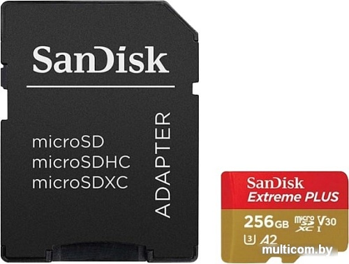Карта памяти SanDisk Extreme microSDXC SDSQXBZ-256G-GN6MA 256GB (с адаптером)