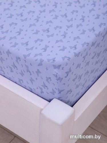 Постельное белье Luxsonia Трикотаж на резинке 90x200 2153 (бабочки сиреневый)