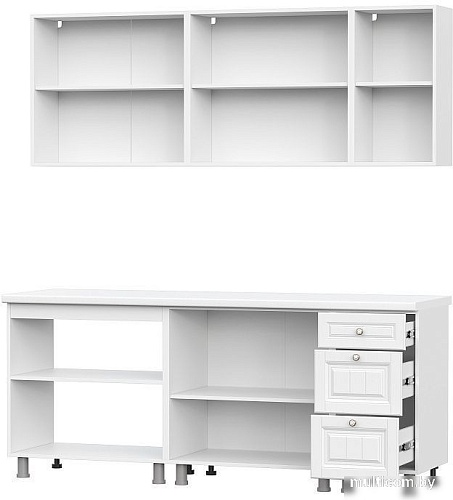 Готовая кухня SV-Мебель Прованс 2.0м МДФ без столешниц (белый/белый текстурный/белый текстурный)