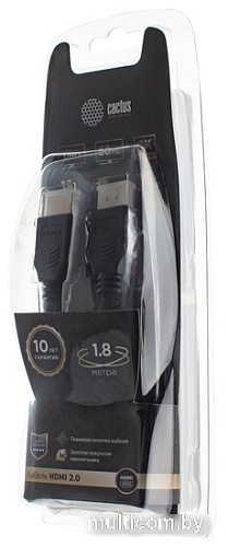 Кабель CACTUS HDMI - HDMI CS-HDMI.2-1.8 (1.8 м, черный)