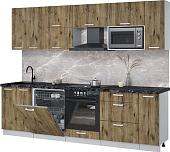 Готовая кухня Интерлиния Мила Лайт 2.7-ПМ2 (дуб веллингтон/дуб веллингтон/кастилло темный)