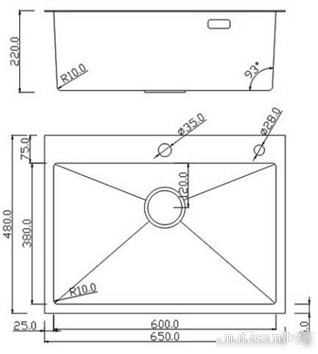 Кухонная мойка Roxen Simple 560220-65B