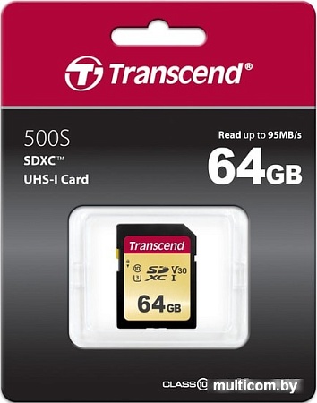 Карта памяти Transcend SDXC 500S 64GB