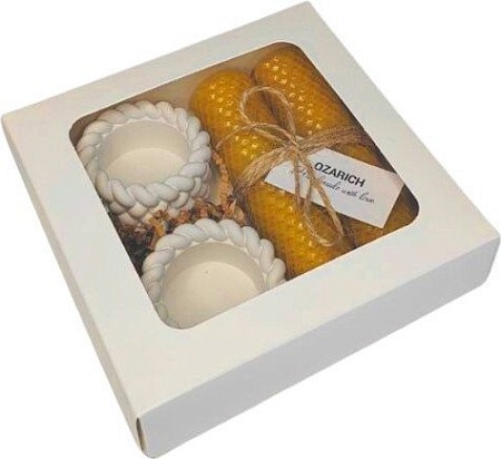 Подарочный набор Вендитио Ozarich Сувенирный с 2-мя свечами и подсвечниками Г8 (желтый)