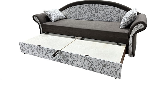 Диван Анмикс Риччи (темно-коричневый, велюр/принт инкас)