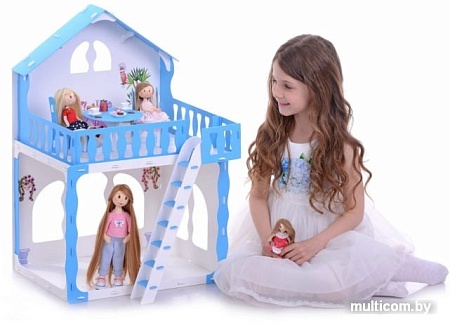 Кукольный домик Krasatoys Дом Марина с мебелью 000266 (белый/голубой)