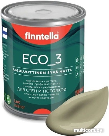 Краска Finntella Eco 3 Wash and Clean Wai F-08-1-1-LG156 0.9 л (серо-зеленый)