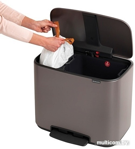 Brabantia Bo Pedal Bin 11л + 23л (платиновый)