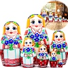 Развивающая игрушка Брестская Матрешка В белорусском национальном платье с орнаментом и букетом васильков (набор 7 шт)