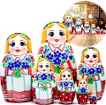 Развивающая игрушка Брестская Матрешка В белорусском национальном платье с орнаментом и букетом васильков (набор 7 шт)