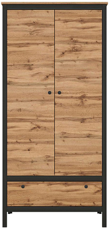 Шкаф распашной BRW Loft SZF2D1S (дуб вотан/черный матовый)