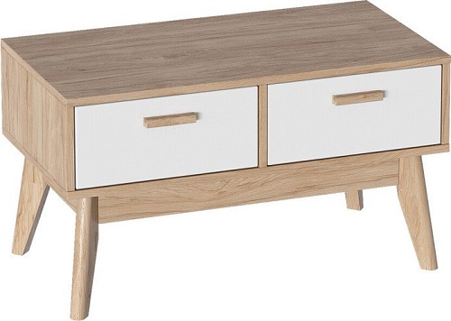 Комод Мебельград Калгари 2 ящ. (дуб натуральный светлый/белый матовый)