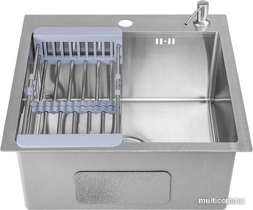 Кухонная мойка Saniteco 5050 (с сифоном, дозатором и коландером)