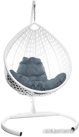 Подвесное кресло M-Group Капля Люкс 11030109 (белый ротанг/серая подушка)