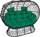 Садовый диван M-Group Лежебока 11190404 (на подставке с черным ротангом/зеленая подушка)
