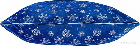 Декоративная подушка Домашняя Мода Новогодний принт (50х35, синий)