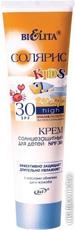 Средства для загара, автозагар Belita Крем солнцезащитный для детей SPF 30 с маслом облепихи 100 мл